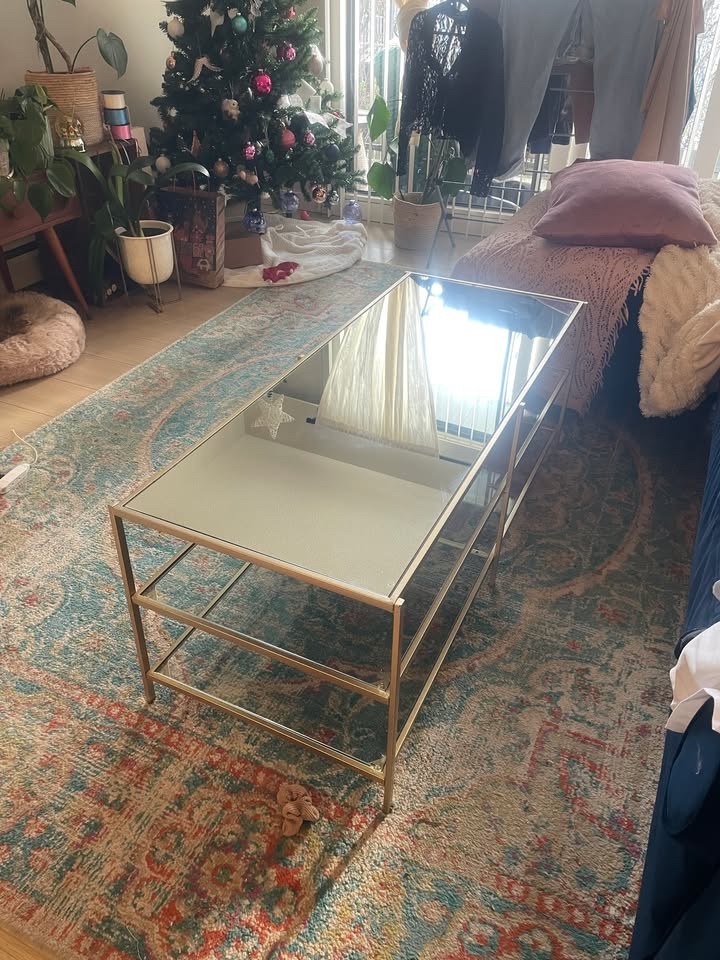 Gold Glass Coffee Table w/ Mirror Top - photo 4