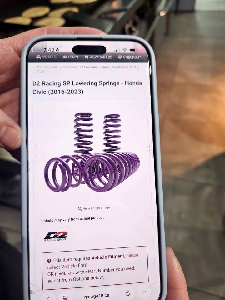 D2 Racing SP Lowering Springs Honda Civic 2016-2023