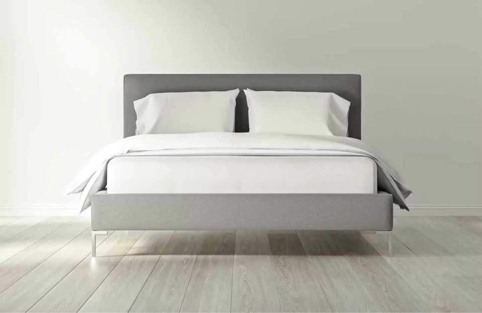Saatva Santorini Pewter Linen Full Bed Frame - New