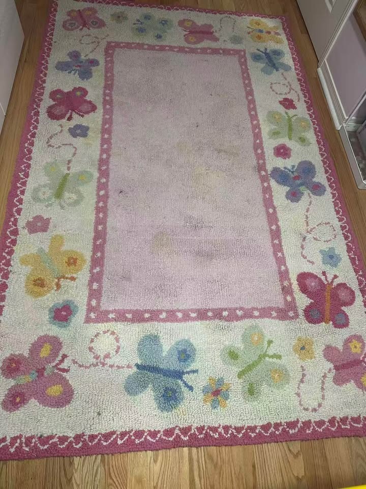 Large High Pile Shag Rug Pink Butterfly For Girls Room - photo 4