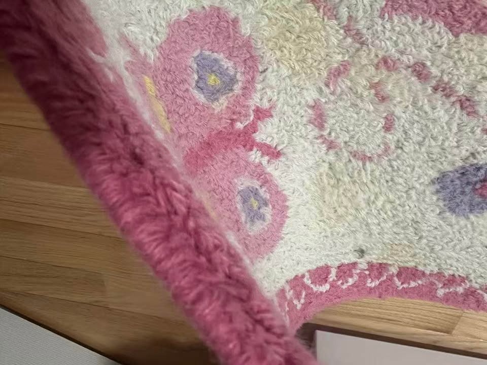 Large High Pile Shag Rug Pink Butterfly For Girls Room - photo 5