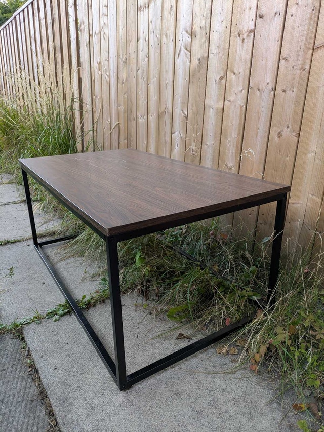 Sturdy Coffee Table - Dark Wood Look Top, Black Metal Frame - photo 2