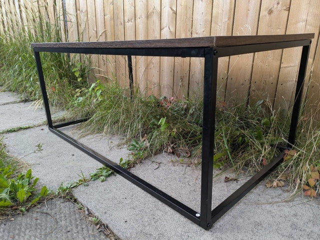Sturdy Coffee Table - Dark Wood Look Top, Black Metal Frame - photo 3