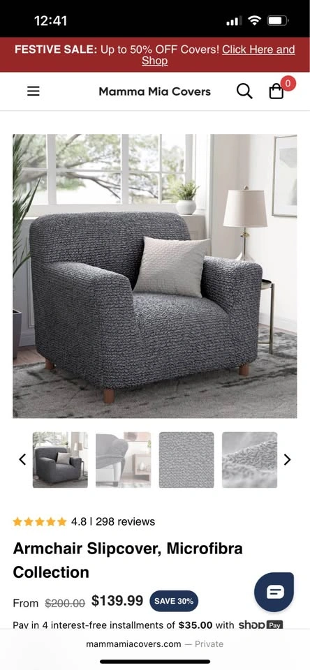 Brand New Mama Mia Armchair Slipcover, Microfibra Collection