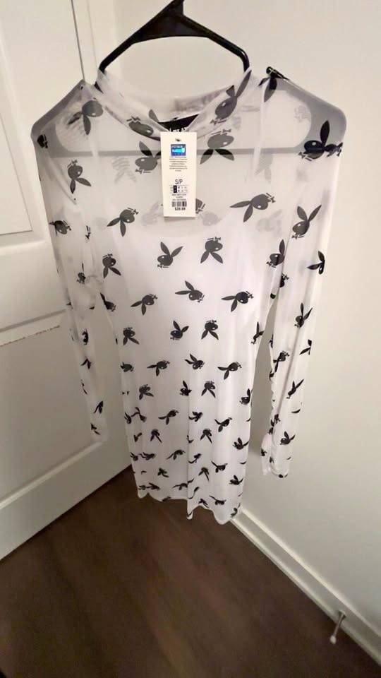 Playboy Print Long Sleeve Mini Dress