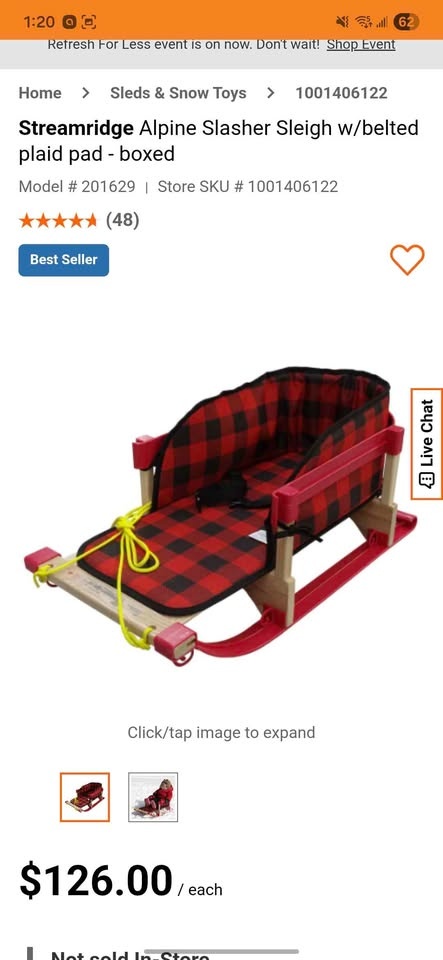 Brand New Streamridge Alpine Sleigh Sled Plaid Pad - photo 2