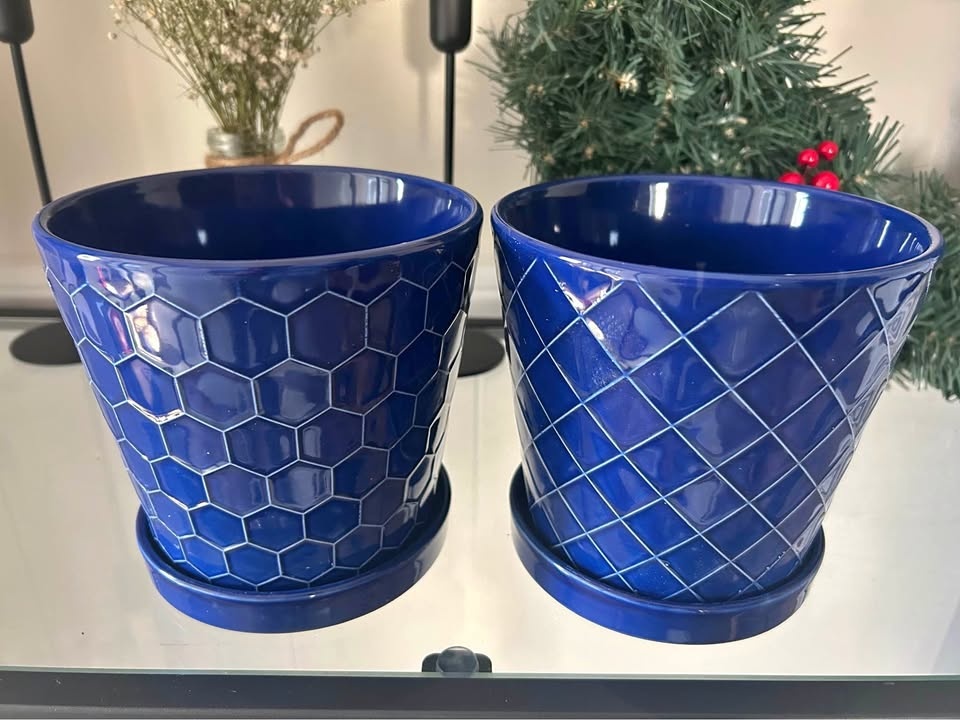Set of 2 Ceramic Flower Pots