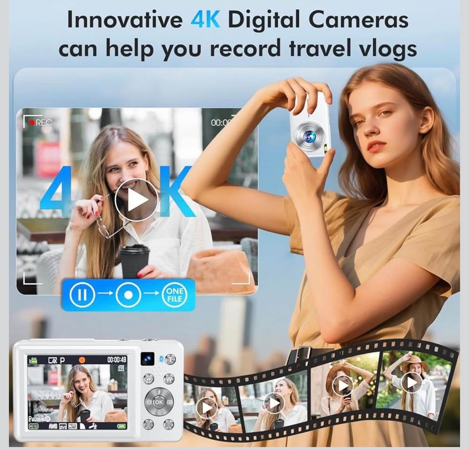 New 4K Digital Camera w/ 32GB Card & 2 Batteries (White) - photo 2
