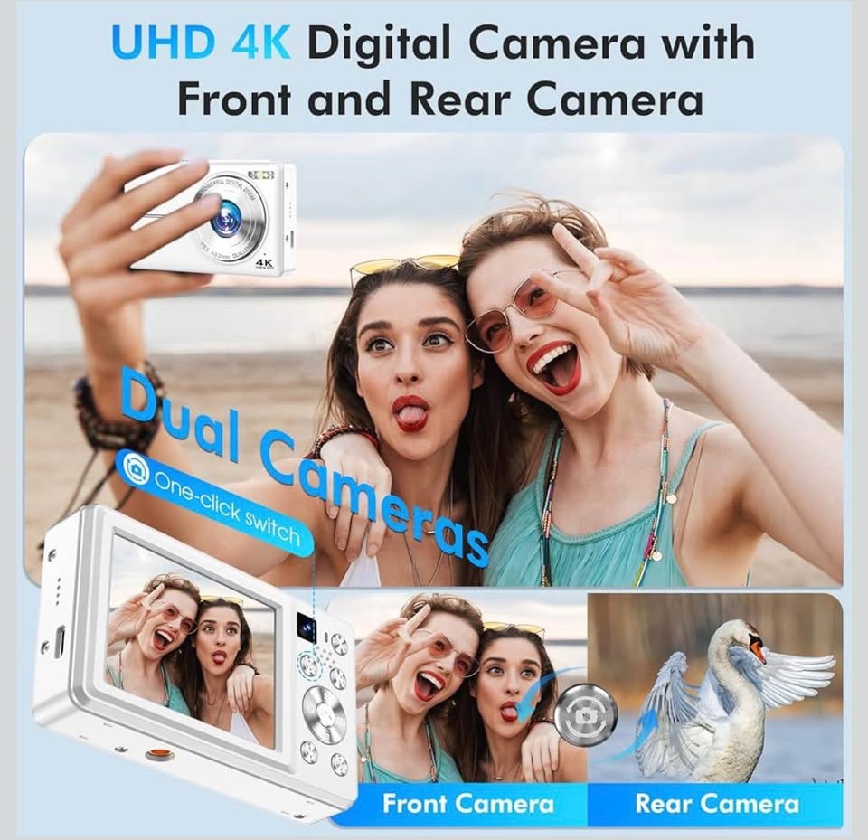 New 4K Digital Camera w/ 32GB Card & 2 Batteries (White) - photo 4