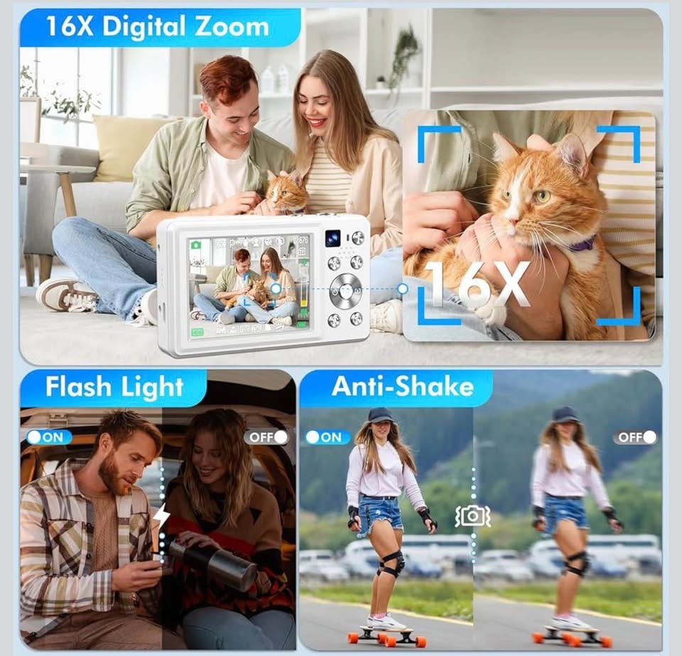 New 4K Digital Camera w/ 32GB Card & 2 Batteries (White) - photo 5