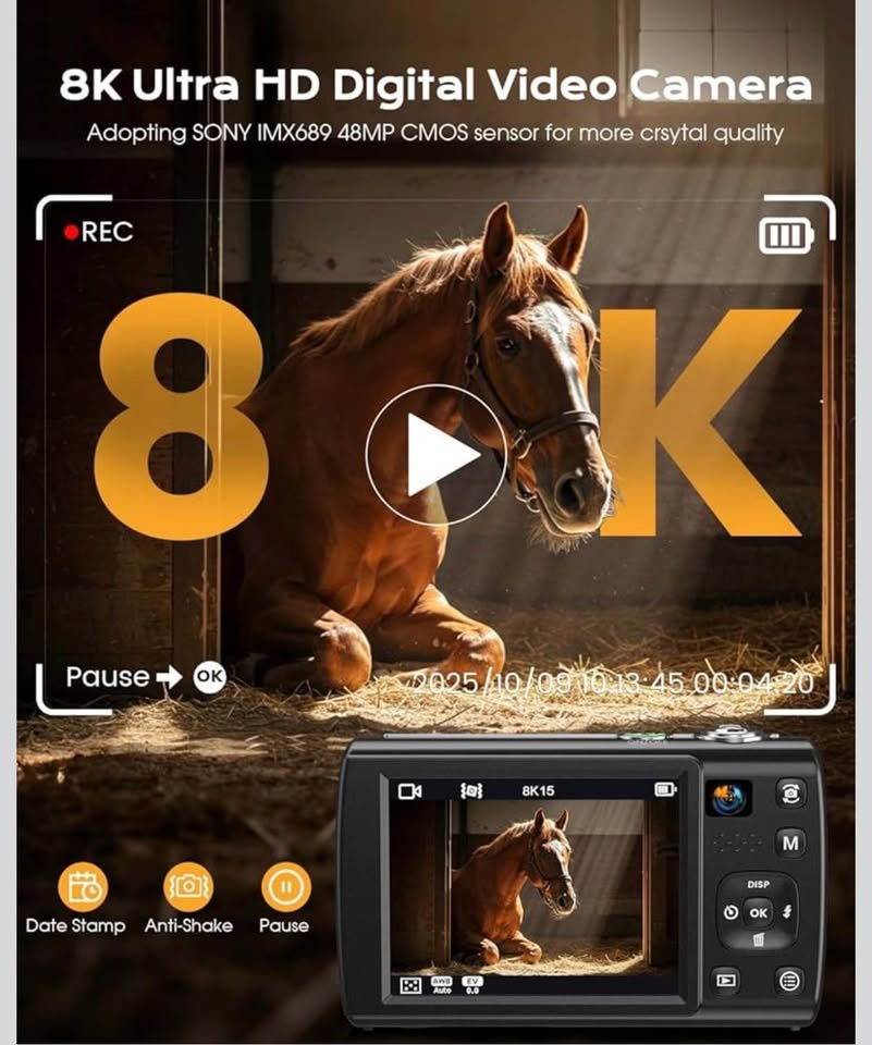 8K Digital Camera w/ 64GB Card & 2 Batteries (Black) - photo 2