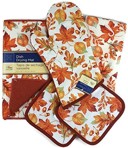 Kitchen Towel Set: Maple Leaves & Anchor Autumn Design