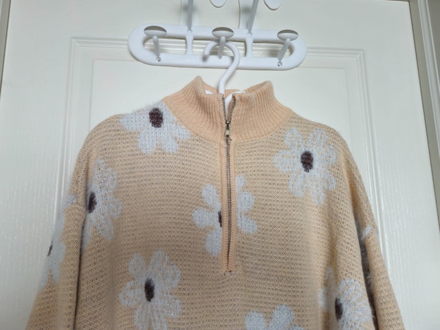 Women's Casual Long Sleeve Knit Sweater Floral Pattern XL - photo 2