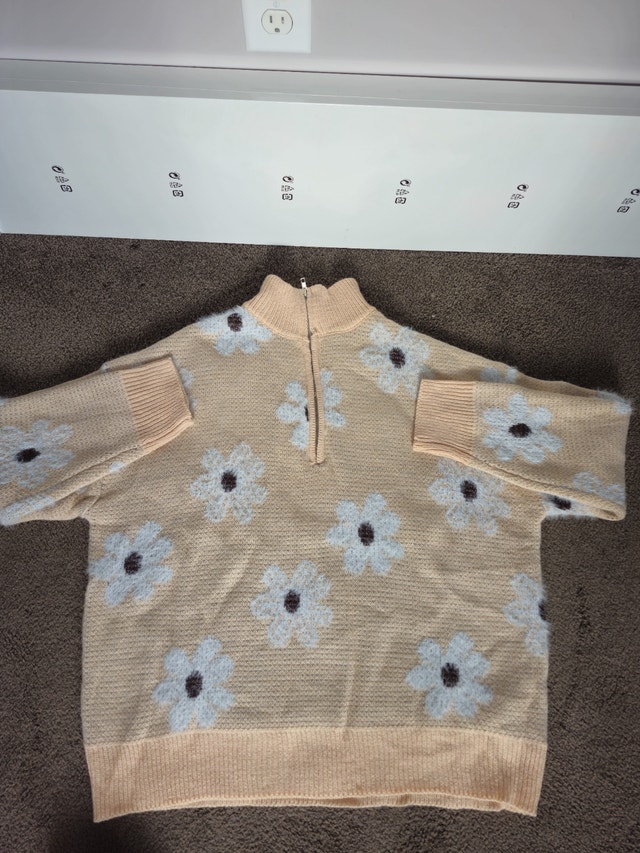 Women's Casual Long Sleeve Knit Sweater Floral Pattern XL - photo 5