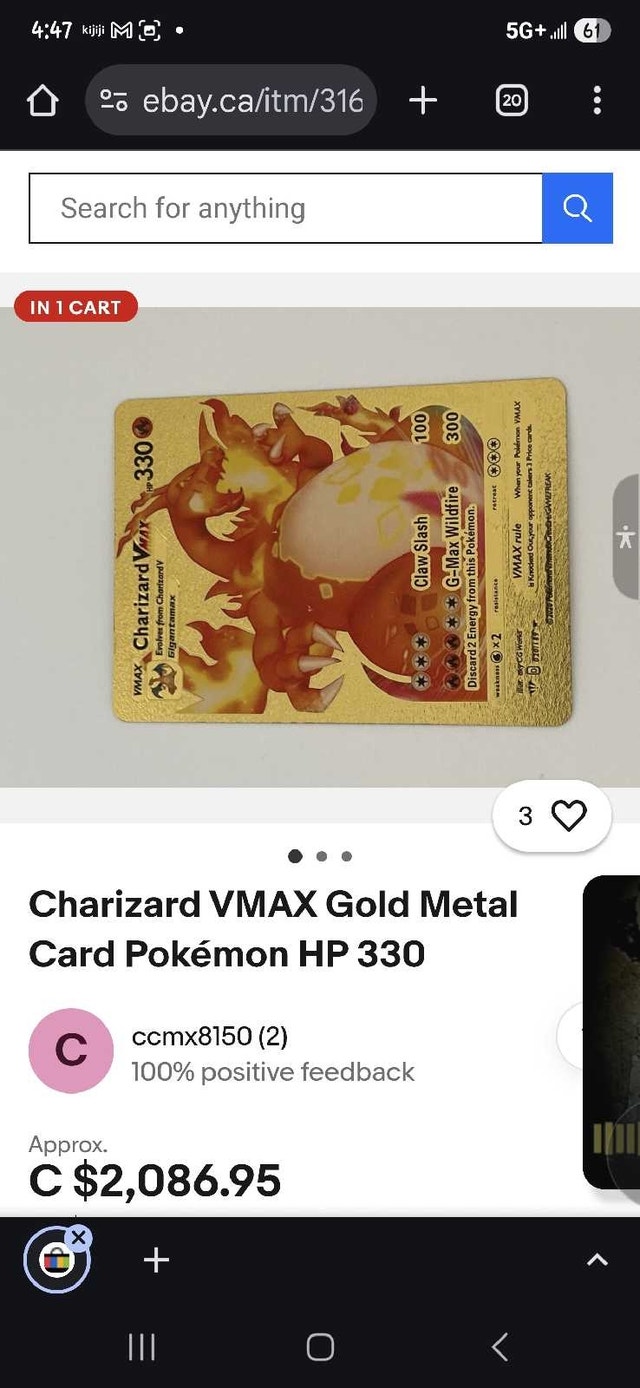 2020 Pokemon Charizard 020/189 Gold Metal Card - photo 3