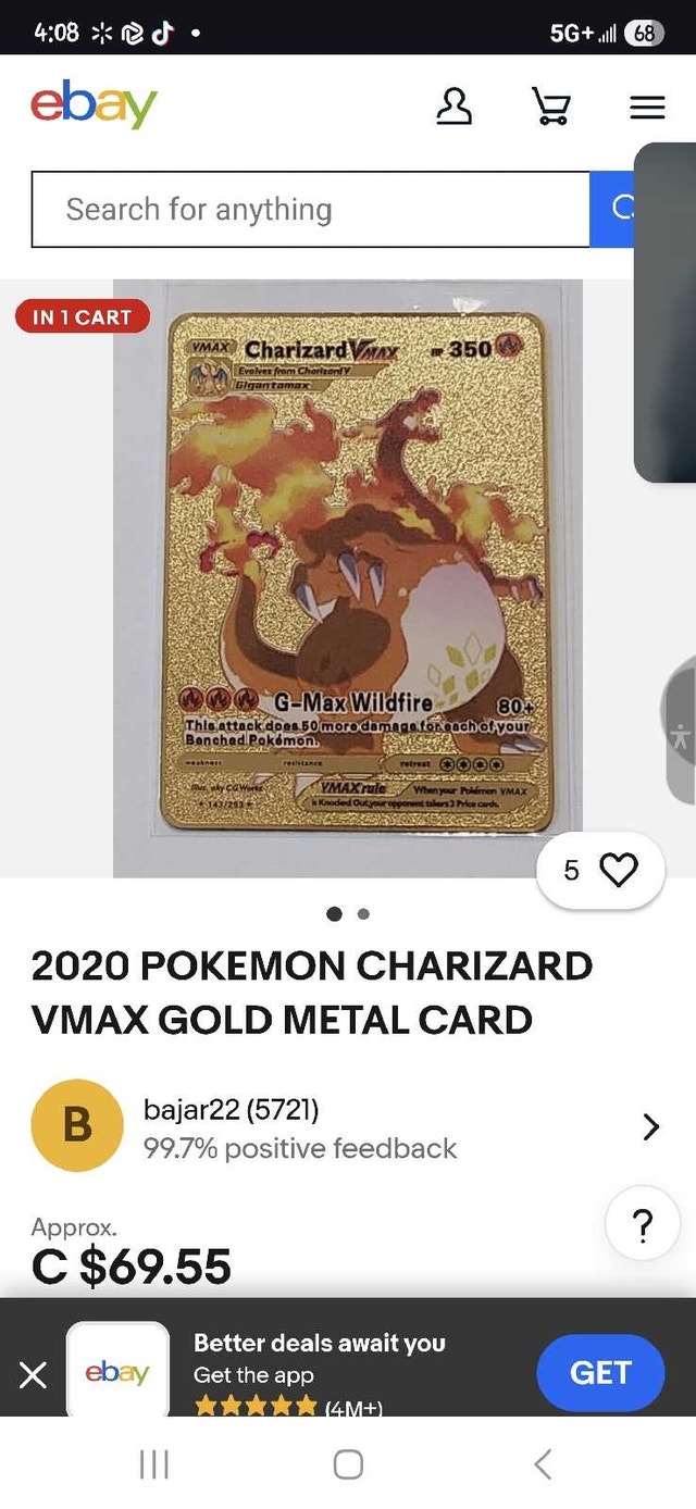 2020 Pokemon Charizard VMAX Gold Metal Card - photo 3