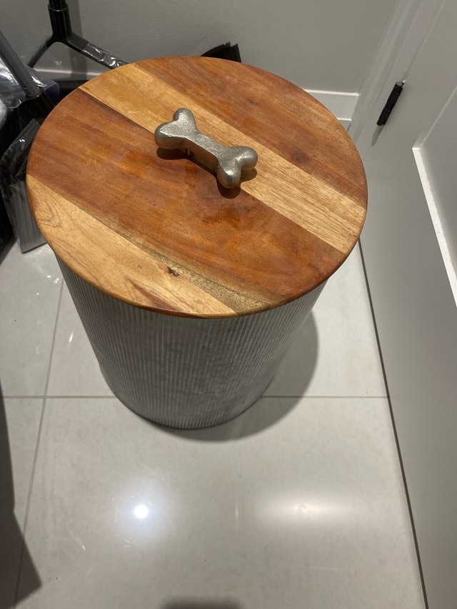 Solid Wood & Metal Dog Food Storage Bin - photo 5