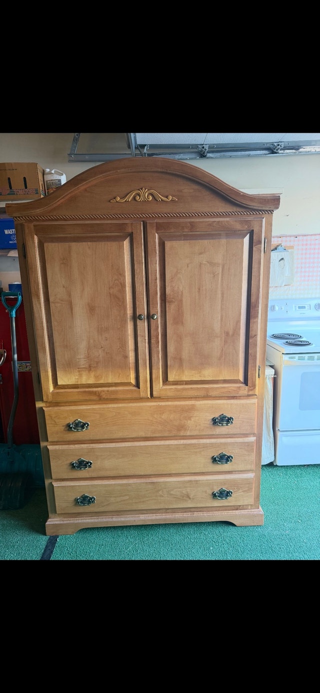Wooden Armoire 6’2” high, 3’11” Wide & 18” deep