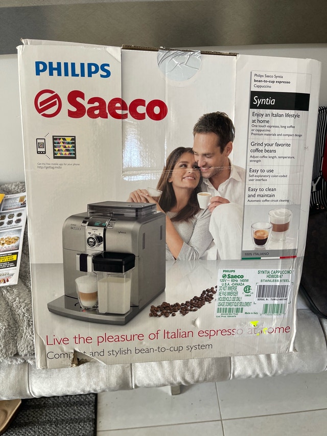Philips Saeco Syntia Cappuccino machine.