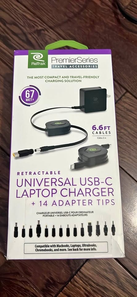 ReTrak 67W Universal Laptop Charger w/ 14 Tips