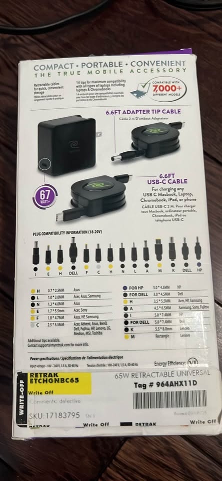 ReTrak 67W Universal Laptop Charger w/ 14 Tips - photo 2