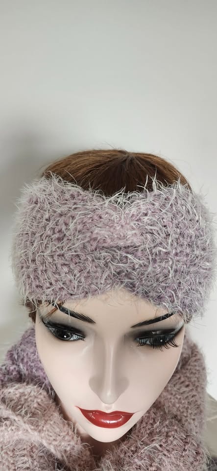 Fuzzy Knit Scarf Headband Set: Acrylic Winter Accessory - photo 4