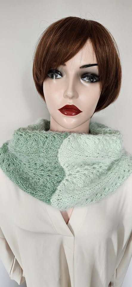 Green Knit Neck Warmer/Scarf/Cowl with Gradient
