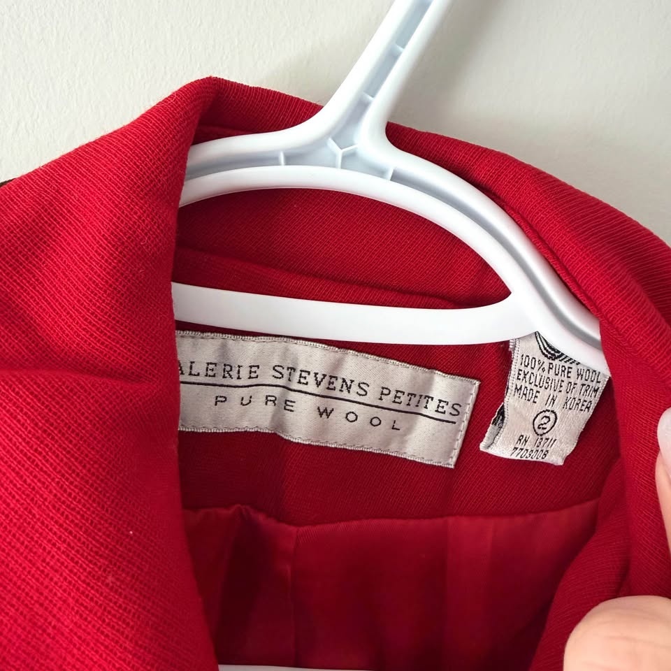 100% Pure Wool Vintage Red and Black Blazer - Size 2 (XS to S) - photo 2
