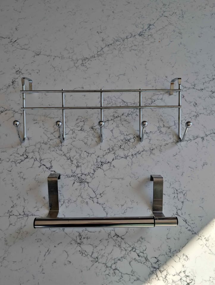 Over-Door Hook Rack + Paper Towel Holder