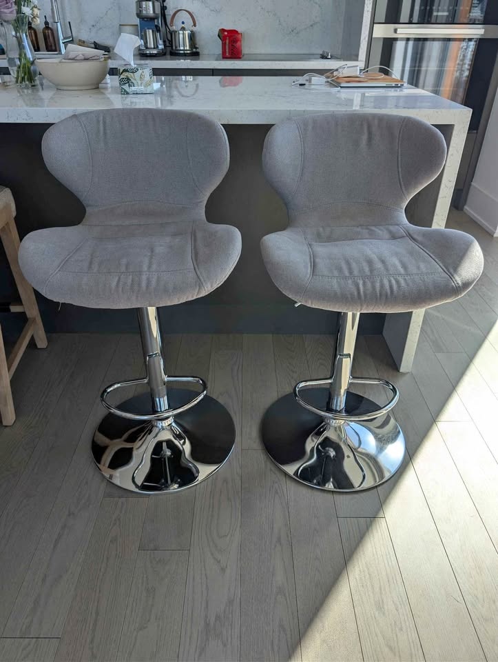 Adjustable Grey Bar Stools – Set of 2