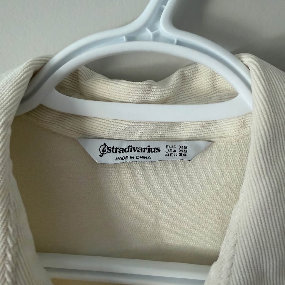 Cream Corduroy Shirt with Button - Stradivarius (XS/M) - photo 2
