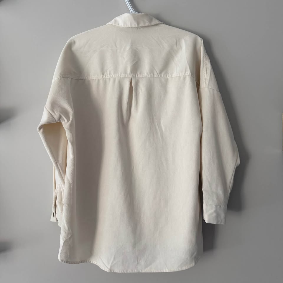 Cream Corduroy Shirt with Button - Stradivarius (XS/M) - photo 3