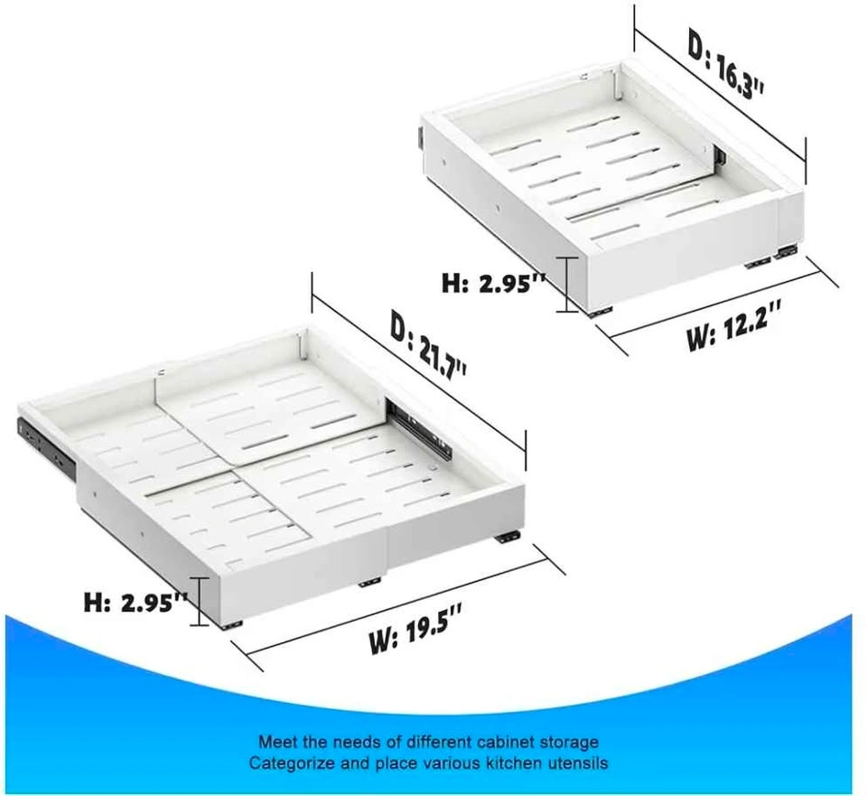 Pull Out Cabinet Organizer Slide Shelf 2 Pack - photo 3
