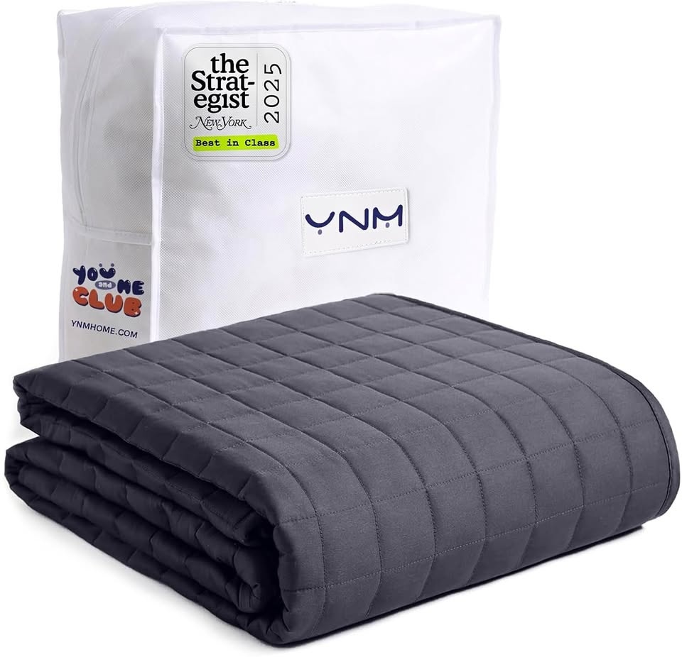 YnM Dark Grey Weighted Blanket (140lb) + Duvet Cover