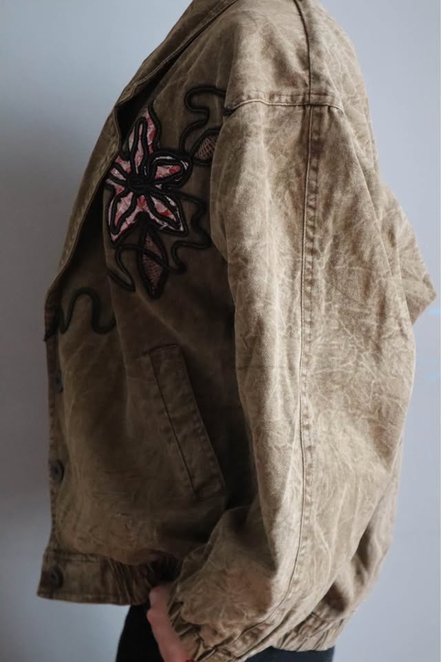 Faded Brown Floral Embroidered Jacket - photo 2
