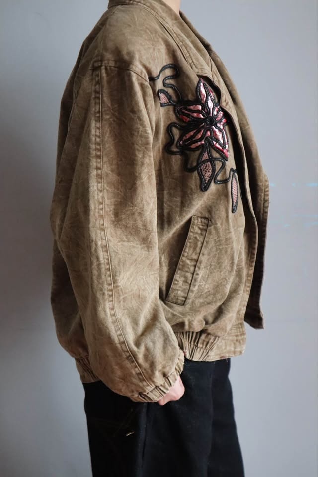 Faded Brown Floral Embroidered Jacket - photo 5