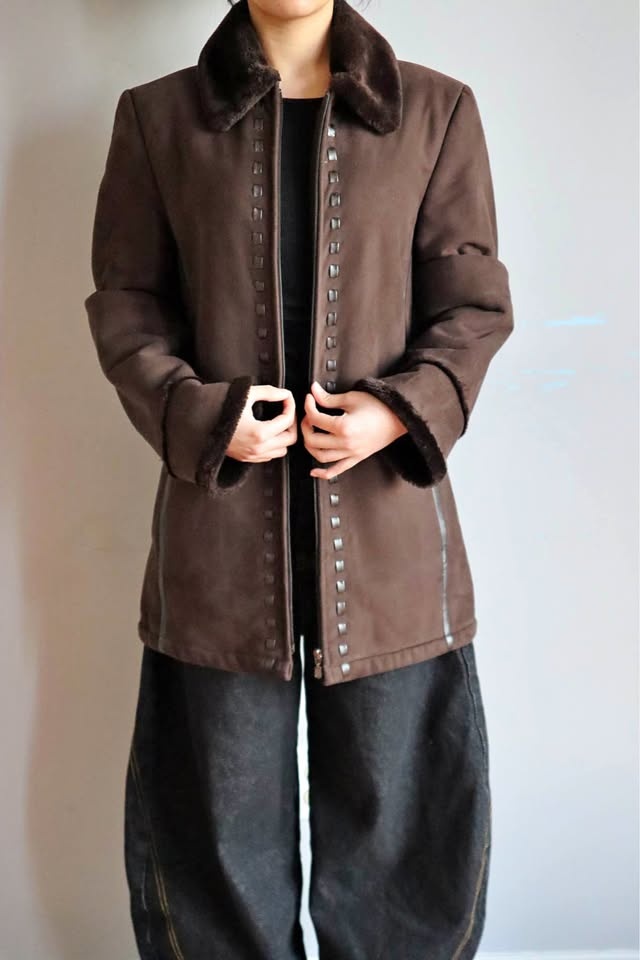 Brown Faux Fur Collar Jacket