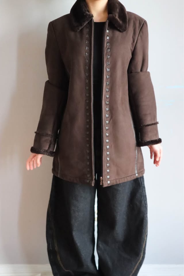 Brown Faux Fur Collar Jacket - photo 2