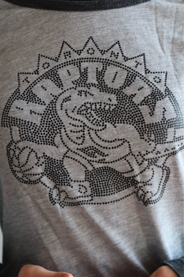 Grey Raglan Raptors Long Sleeve Shirt Studded Dino Design - photo 5