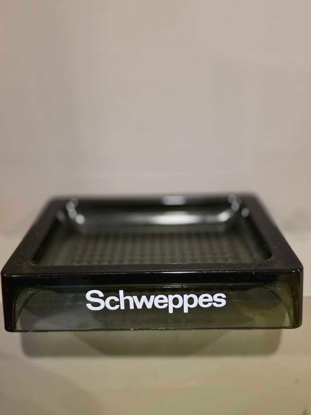 Glass Schweppes bar dish