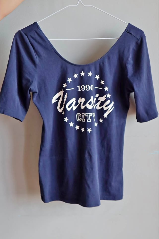 Navy Blue Varsity City T-Shirt Elbow Sleeve