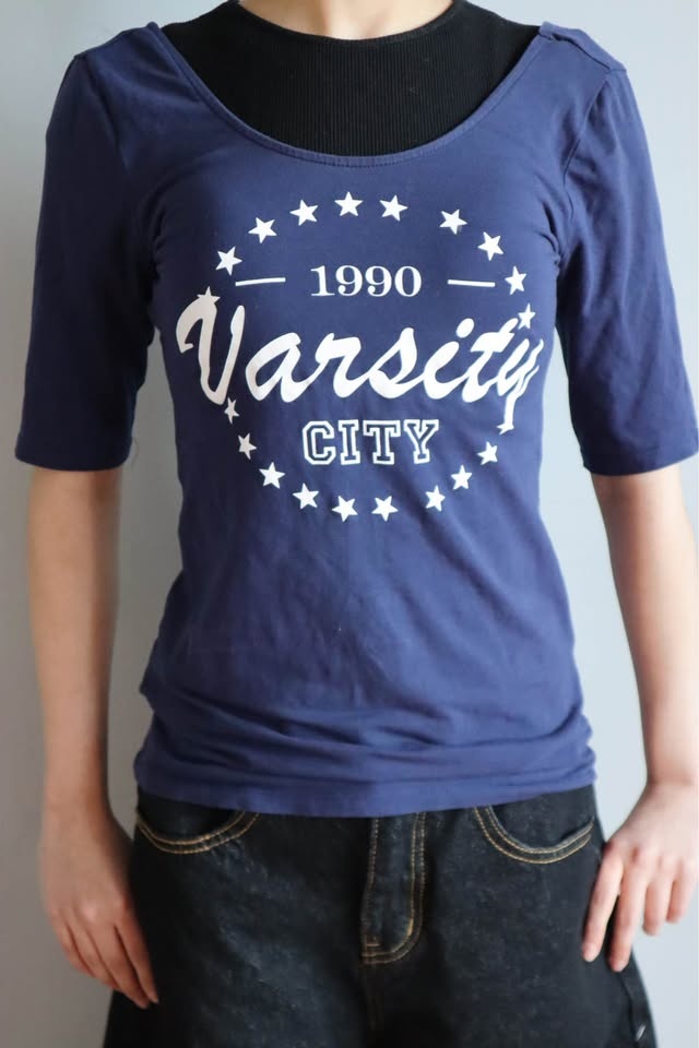 Navy Blue Varsity City T-Shirt Elbow Sleeve - photo 4