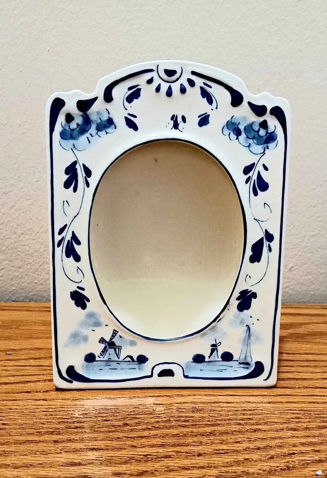 Antique Delft Hand Painted Rare Porcelain Frame thumbnail