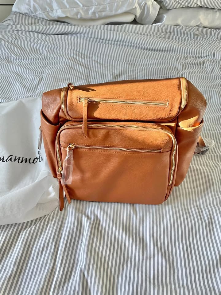 NEW Brown vegan leather diaper bag backpack