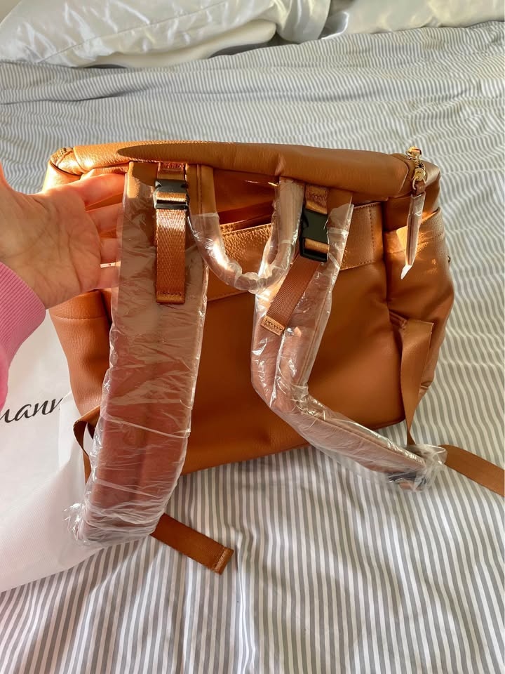 NEW Brown vegan leather diaper bag backpack - photo 2