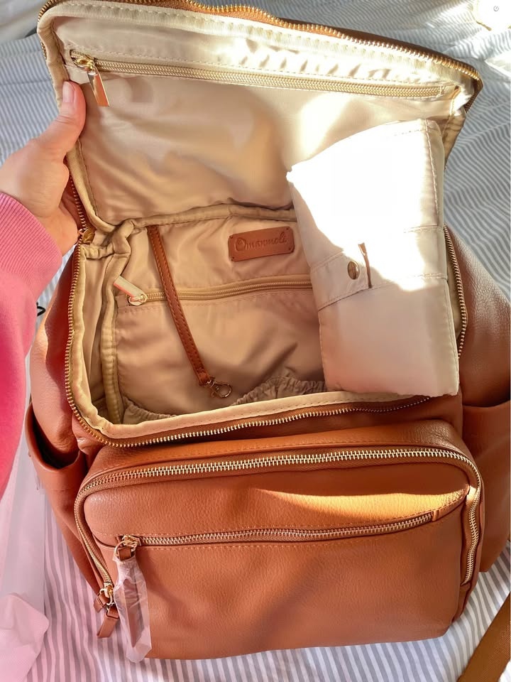 NEW Brown vegan leather diaper bag backpack - photo 3