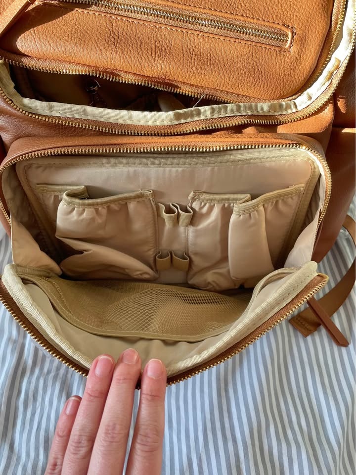 NEW Brown vegan leather diaper bag backpack - photo 4