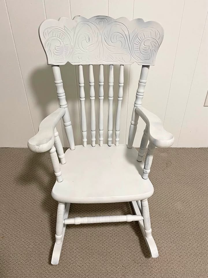 Beautiful vintage solid wood kids rocking chair