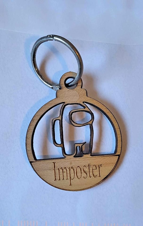 Free Among Us Imposter Wooden Keychain