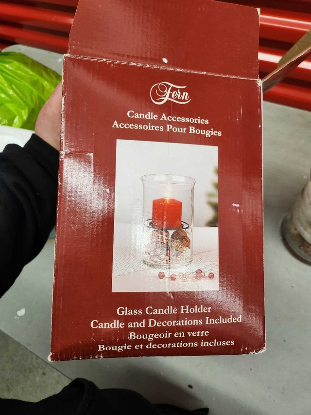 Fern Candle Holder with Decorations